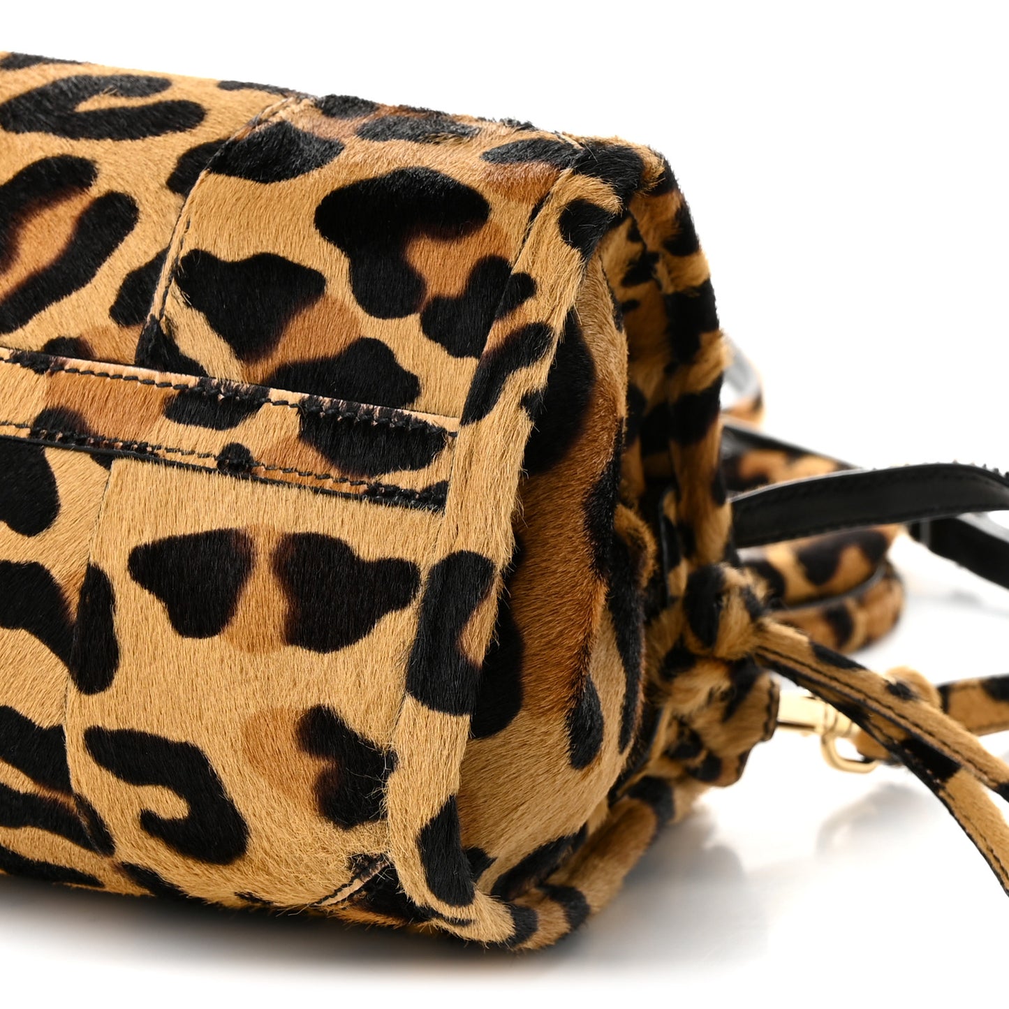 Pony Hair Leopard Print Triangle Medium Bonnie Shoulder Bag Honey