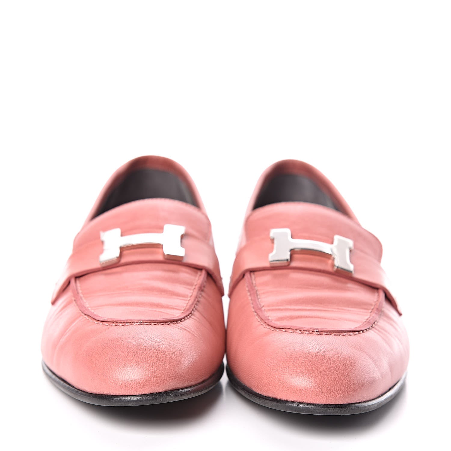 Hermes Goatskin Paris Loafers 38.5 Rouge Blush 2 of 11