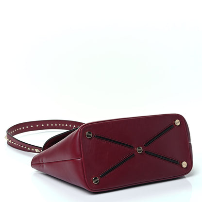 Valentino Garavani Calfskin Small Rockstud Demilune Double Handle Satchel Rubino 3 of 4