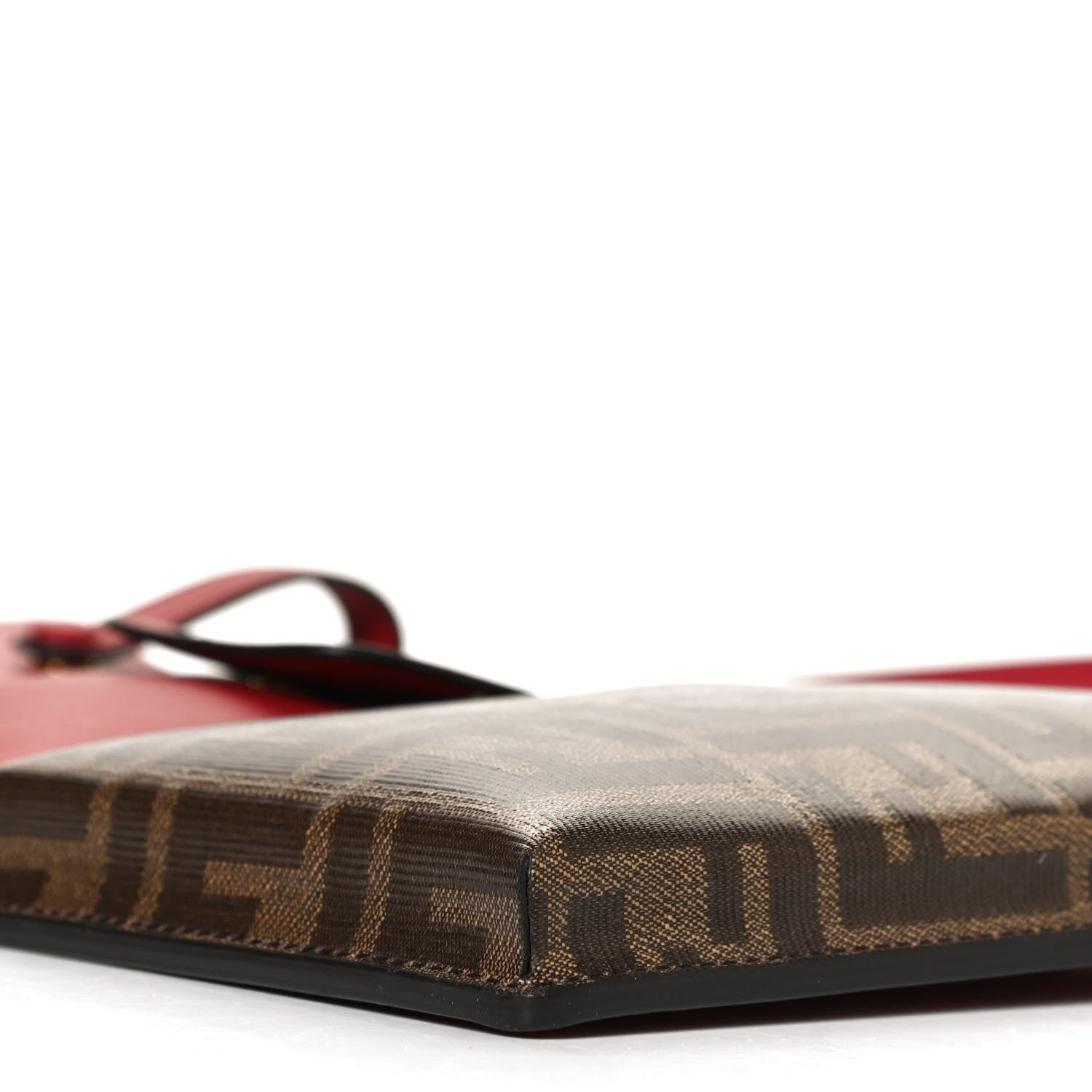 Fendi Vitello Grace Glazed Fabric FF 1974 3 Pocket Mini Crossbody Bag Fragola Mogano Panna 10 of 12