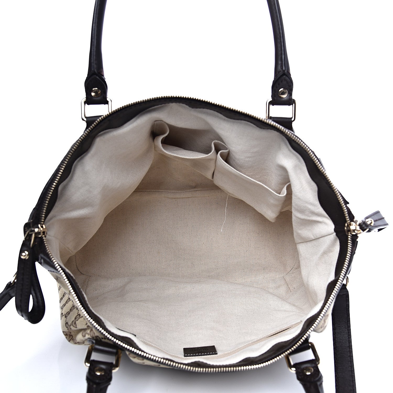 Gucci Monogram Large Sukey Top Handle Bag Beige Dark Brown 4 of 12