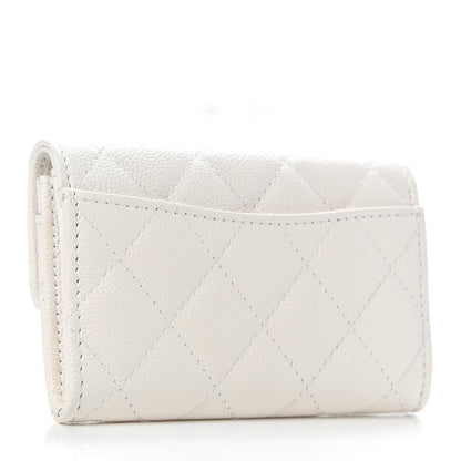 Chanel Caviar Quilted Flap Card Holder Wallet White 3 of 9