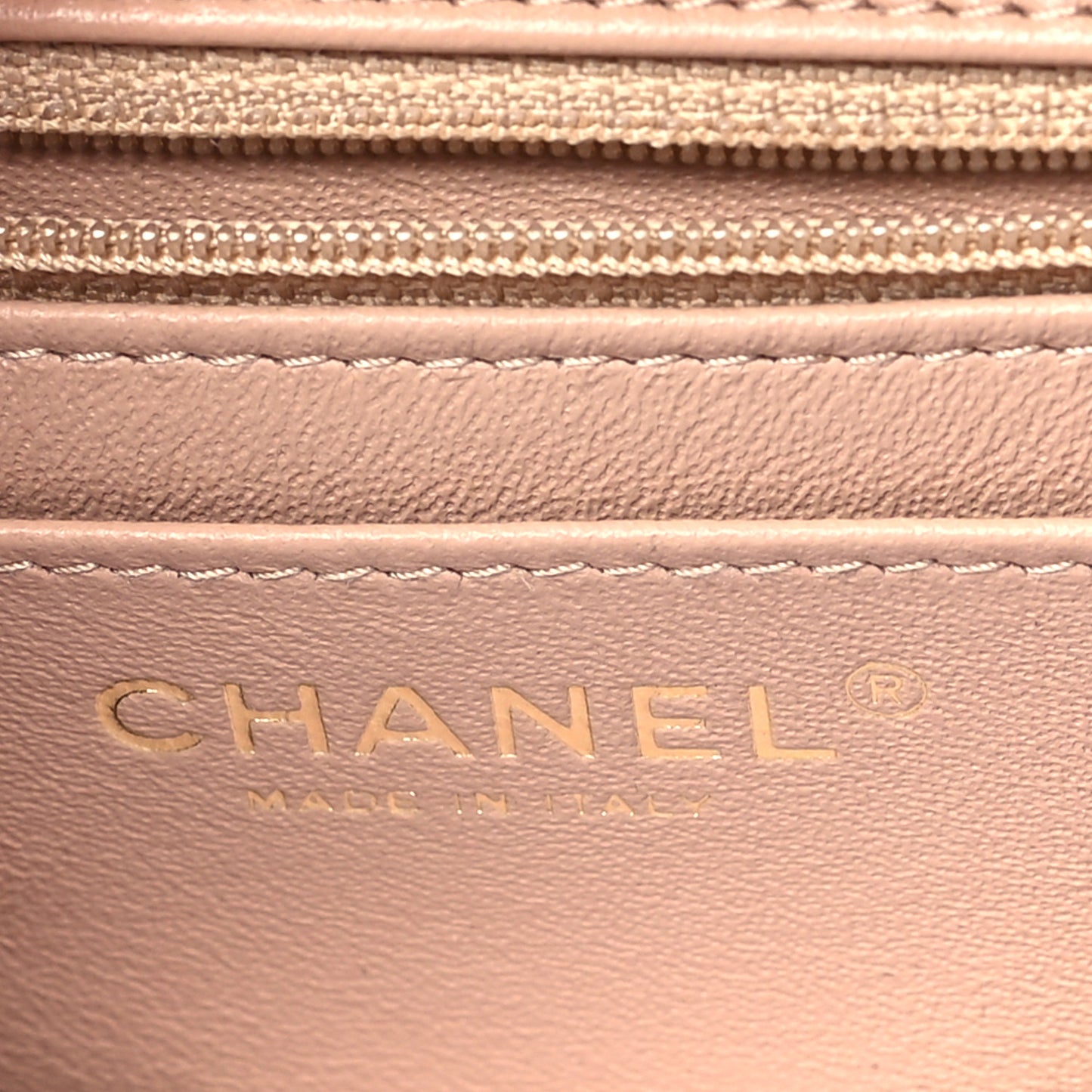 Lambskin Quilted Mini Square Flap Beige