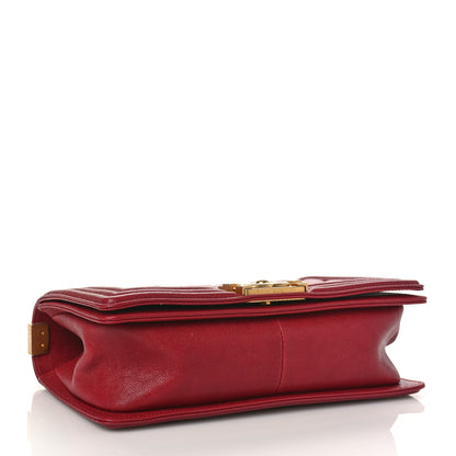 Chanel Caviar Chevron Quilted Medium Boy Flap Red 4 of 9