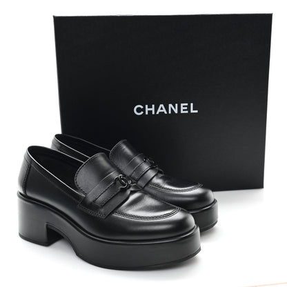 Chanel Calfskin CC Platform Loafers 38 Black 11 of 11