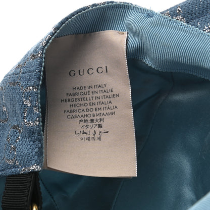 Gucci Canvas Lame GG Monogram Rush Baseball Hat M Blue Silver 9 of 12