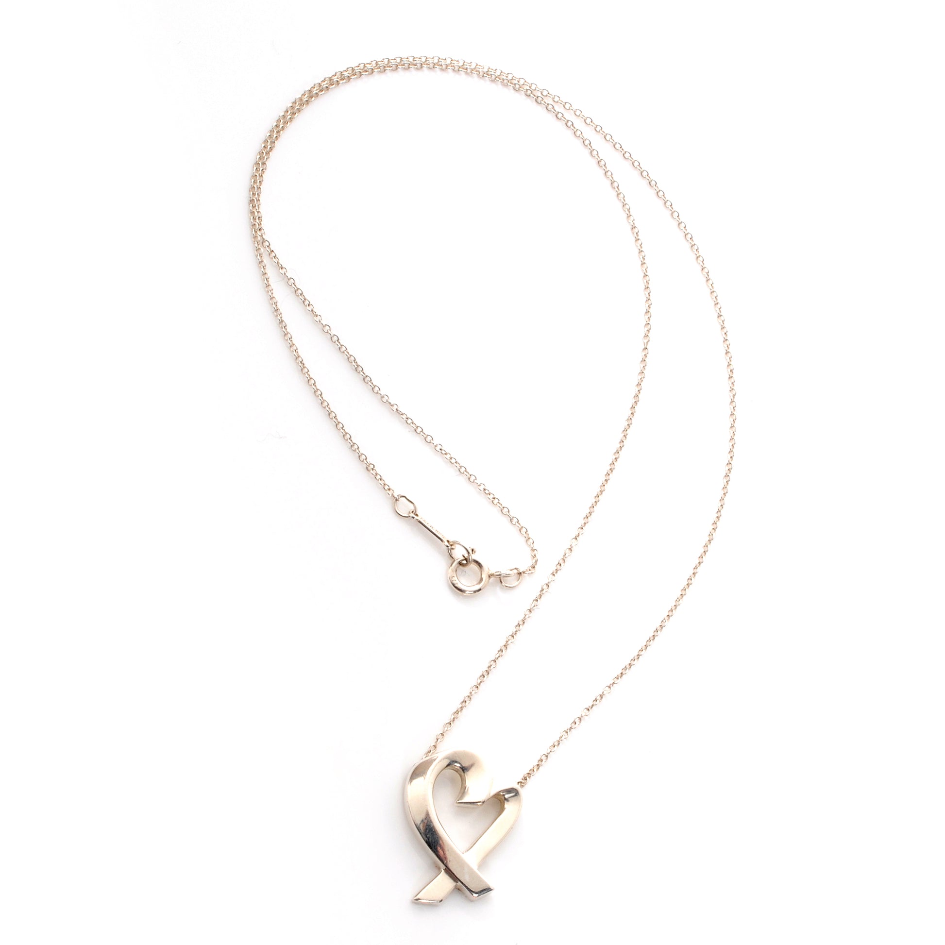 Tiffany Sterling Silver Paloma Picasso Loving Heart Pendant Necklace 1 of 5