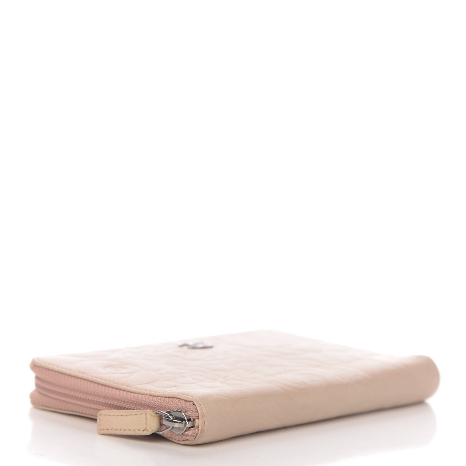 Chanel Lambskin Camellia Embossed Zip Around Organizer Wallet Pink 4 of 8