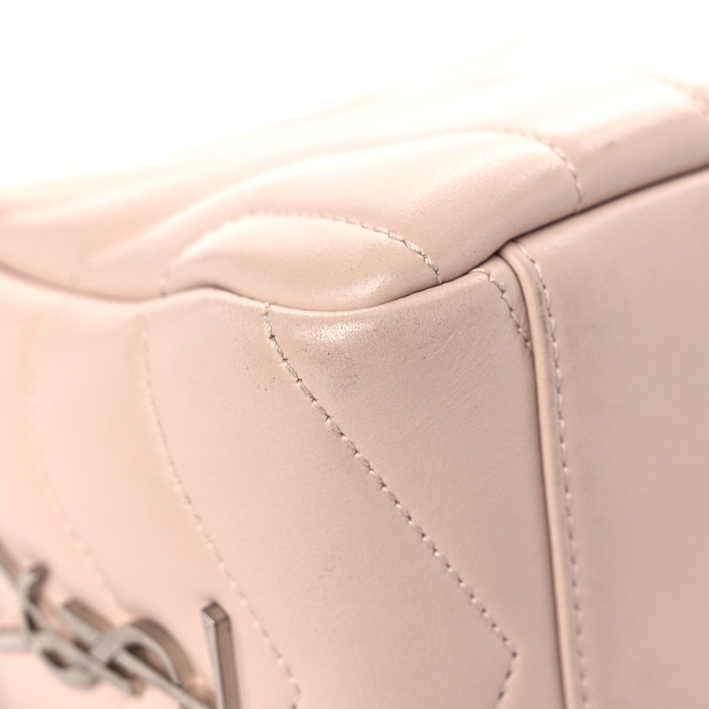 Calfskin Y Quilted Monogram Small Loulou Bowling Bag Nude Powder