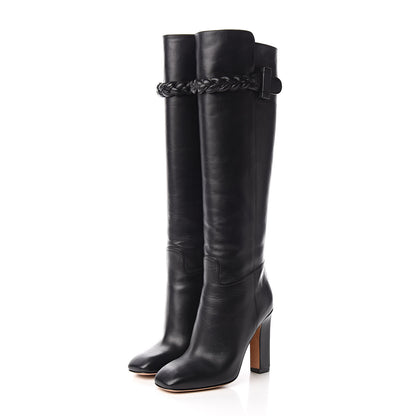 Valentino Garavani Vitello Braided Knee High 100mm Boots 36 Black 3 of 8