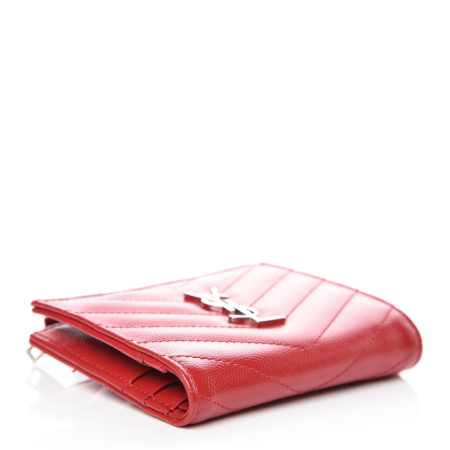 Grain De Poudre Matelasse Chevron Monogram Zipped Card Case Rouge