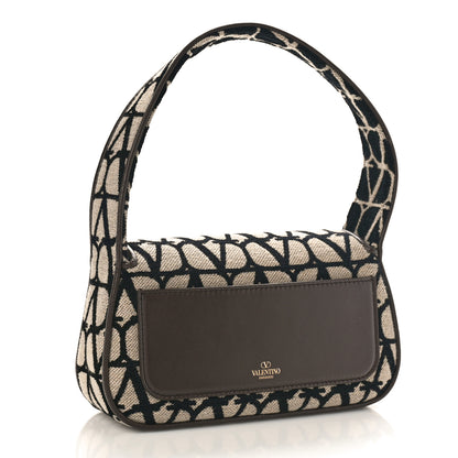 Valentino Garavani Toile Iconographe Goatskin Vlogo Small Loco Hobo Bag Naturale Black Fondant 3 of 8