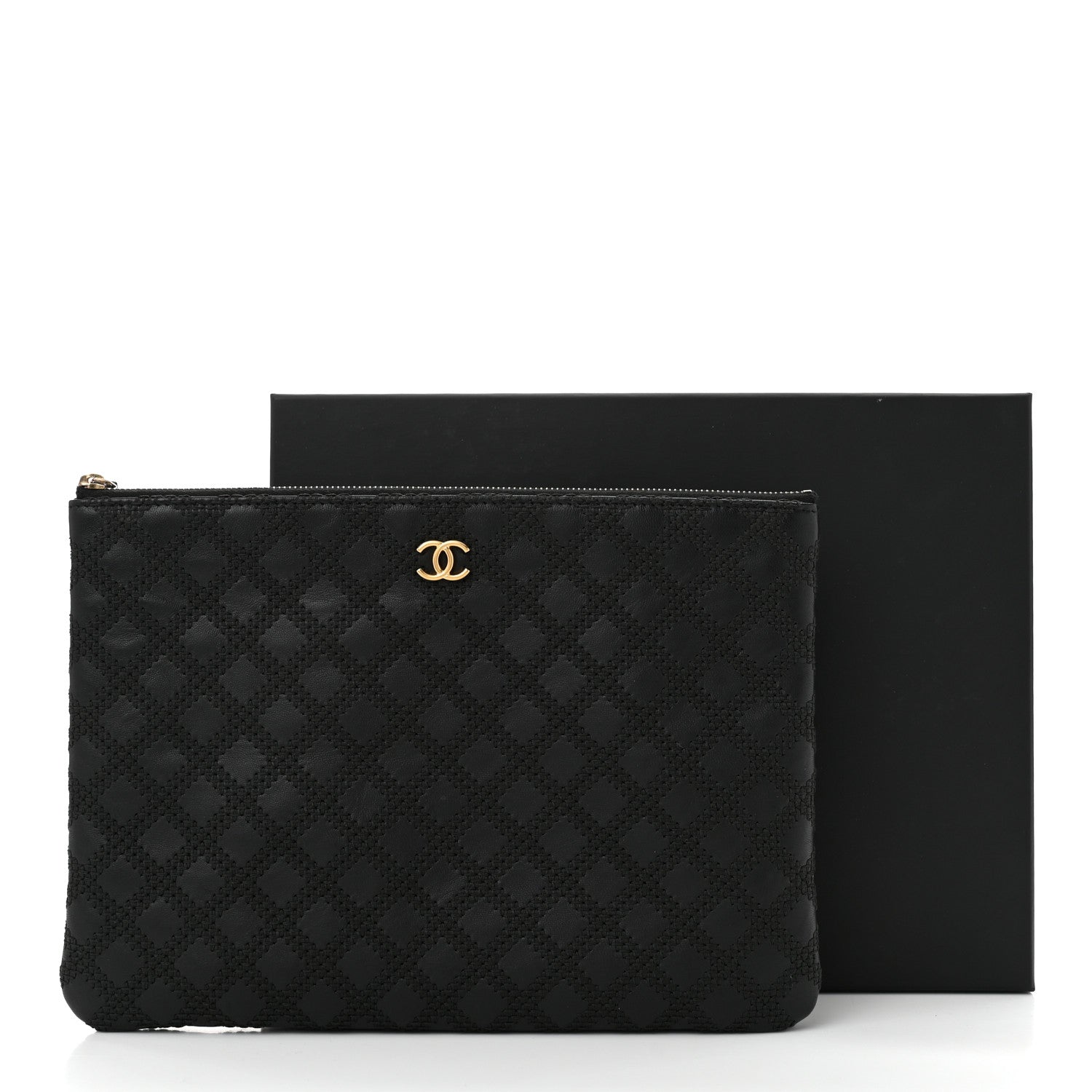 Chanel Lambskin Stitched Quilted Medium Cosmetic Case Black 7 of 7