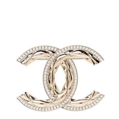 Chanel Baguette Crystal Quilted Vintage Allure CC Brooch Gold 1 of 4