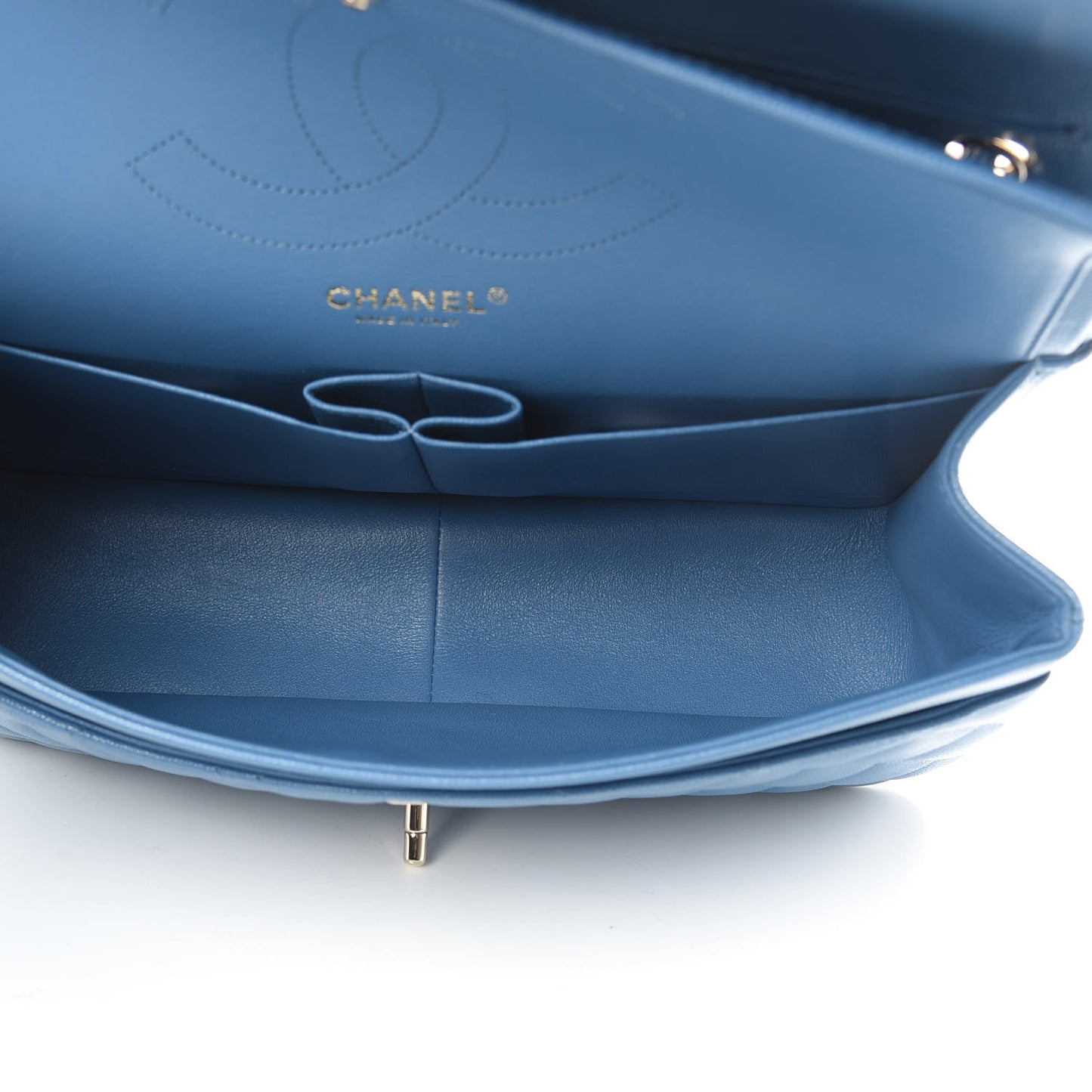 Caviar Quilted Jumbo Double Flap Blue