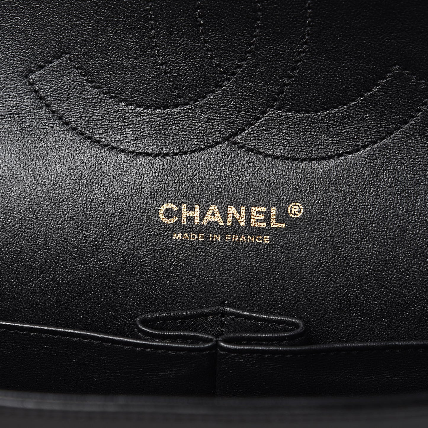 Lambskin Chevron Quilted Jumbo Double Flap Black