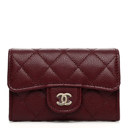 Chanel Caviar Quilted Flap Card Holder Wallet Burgundy 1 of 9