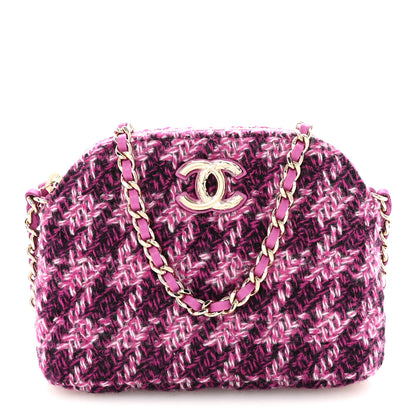 Chanel Tweed Quilted Mini Clutch With Chain Purple 1 of 11