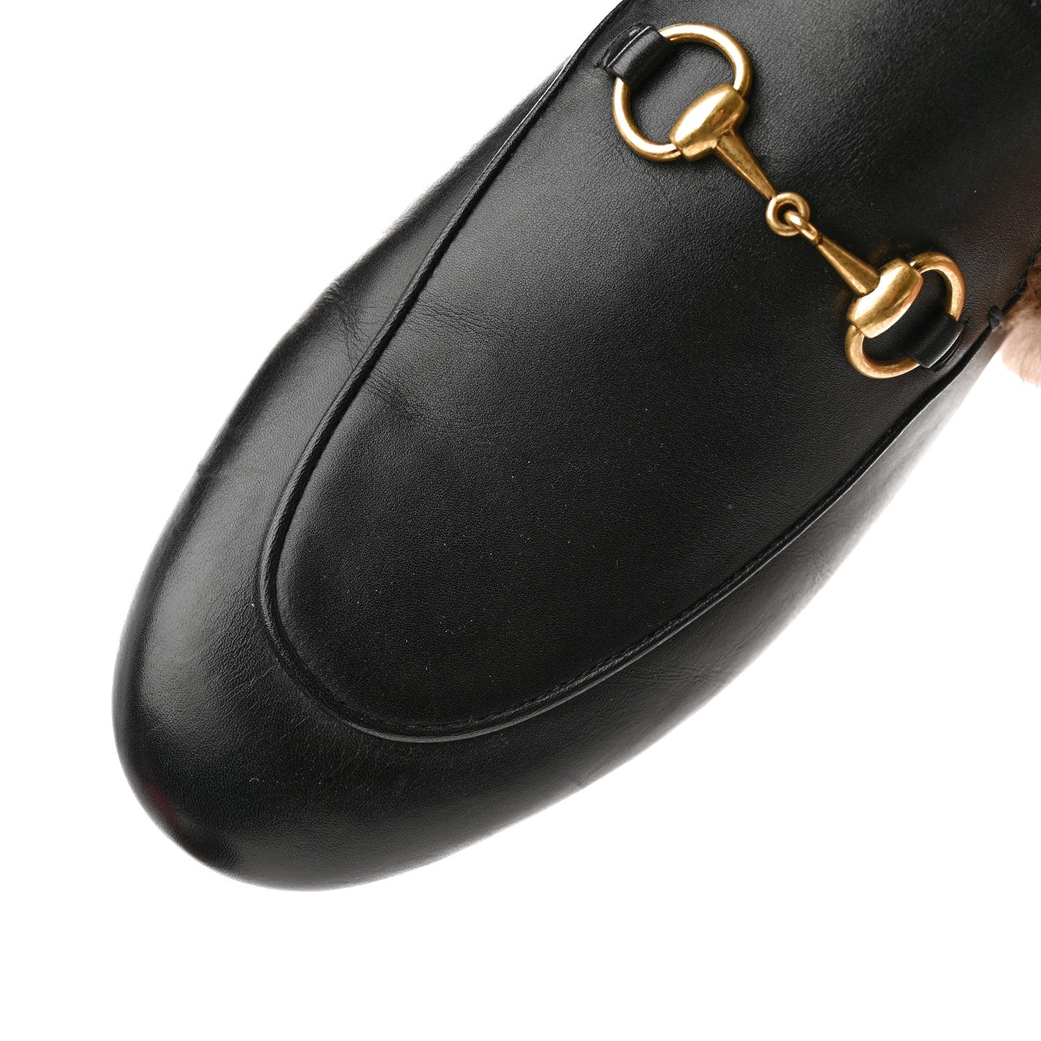 Gucci Calfskin Fur Womens Princetown Slippers 37.5 Black 10 of 11