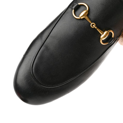 Gucci Calfskin Fur Womens Princetown Slippers 37.5 Black 10 of 11