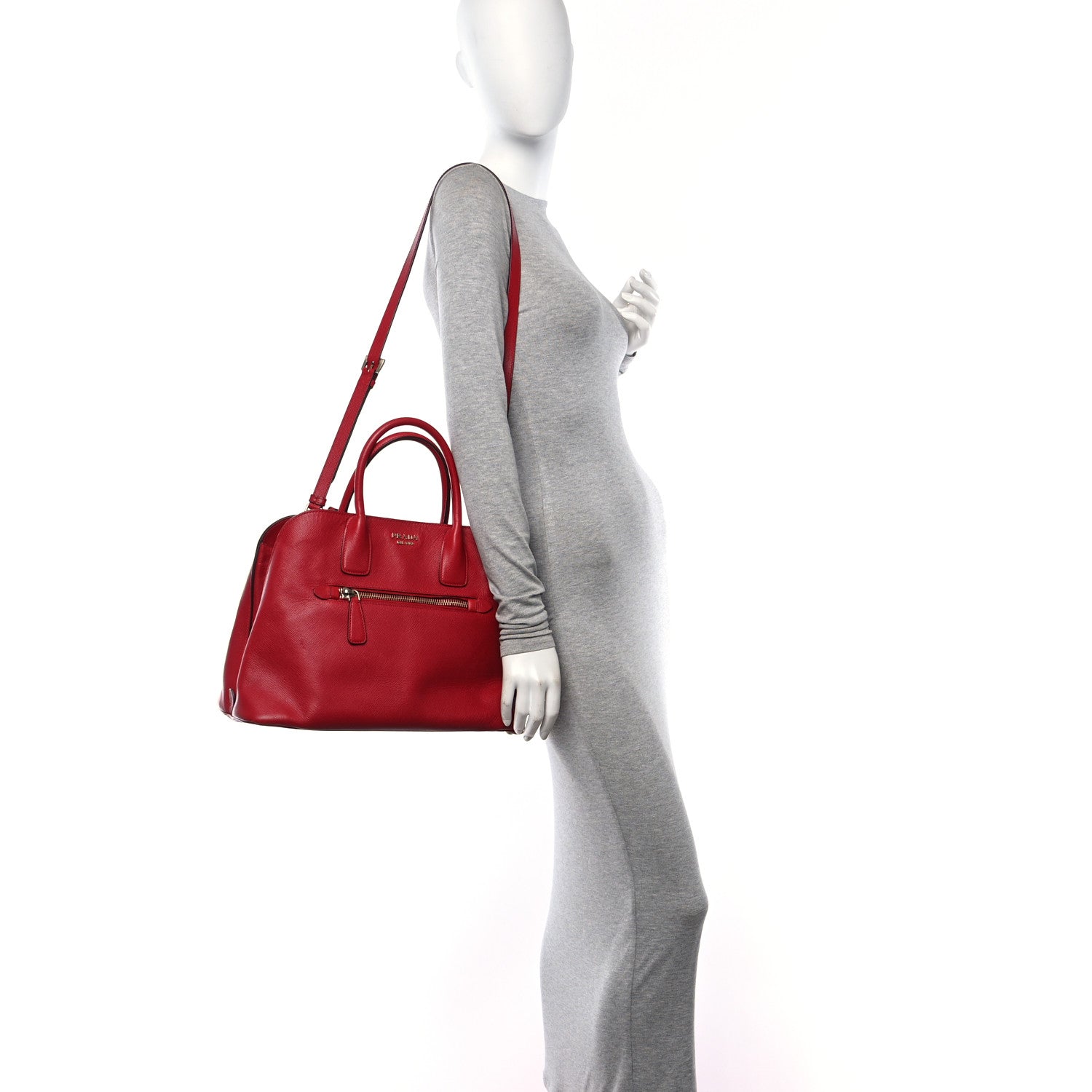 Prada Saffiano Cuir Open Promenade Tote Fuoco 2 of 9