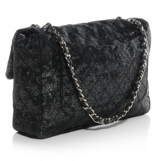 Chanel Hidden Sequin Maxi Flap Black 3 of 8