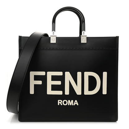 Fendi Vitello King Plexiglass Medium Fendi Sunshine Shopper Tote Black White 1 of 10