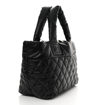 Chanel Nylon Quilted Coco Cocoon Medium Reversible Tote Black Red 3 of 10