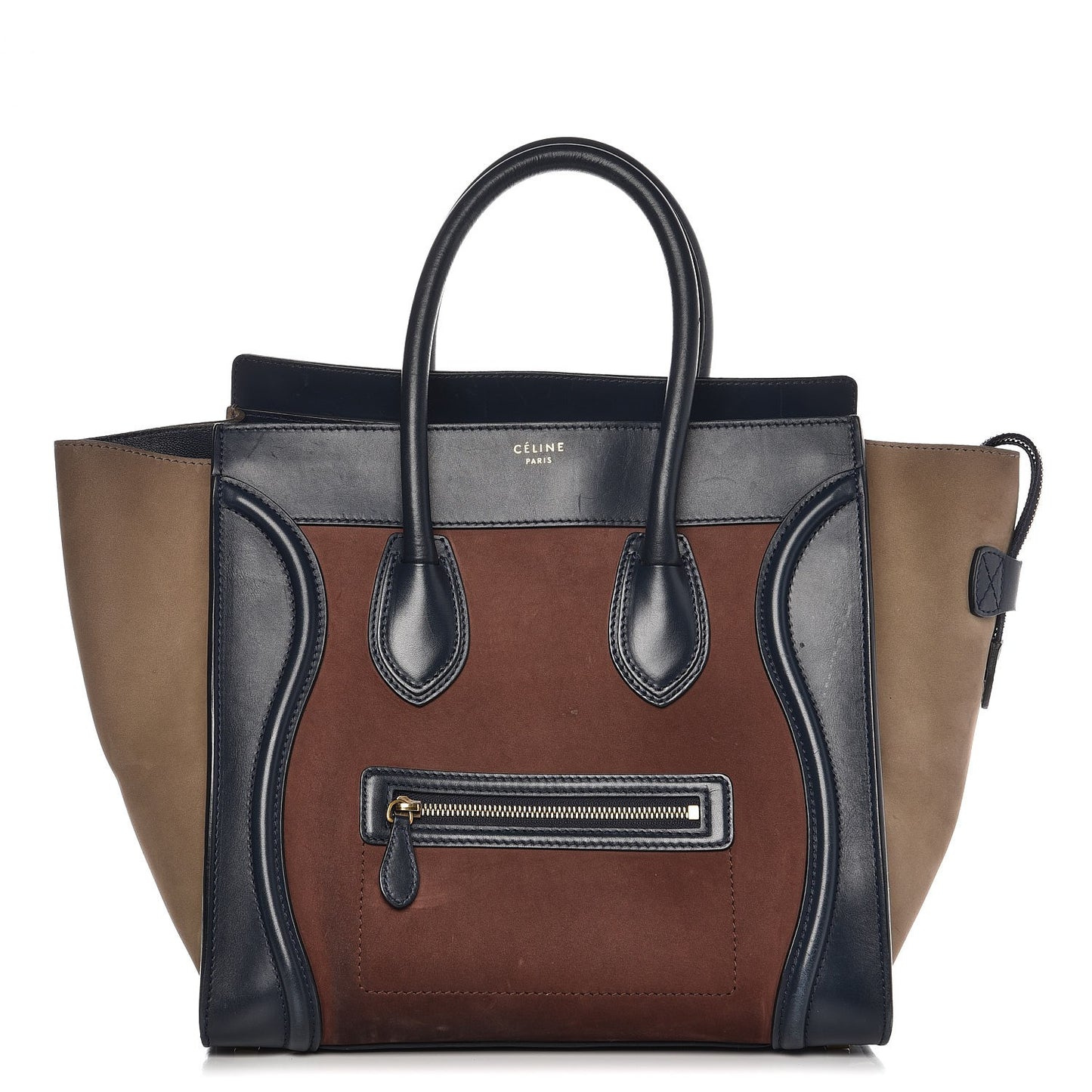 Nubuck Smooth Calfskin Mini Tri-Color Luggage Marron