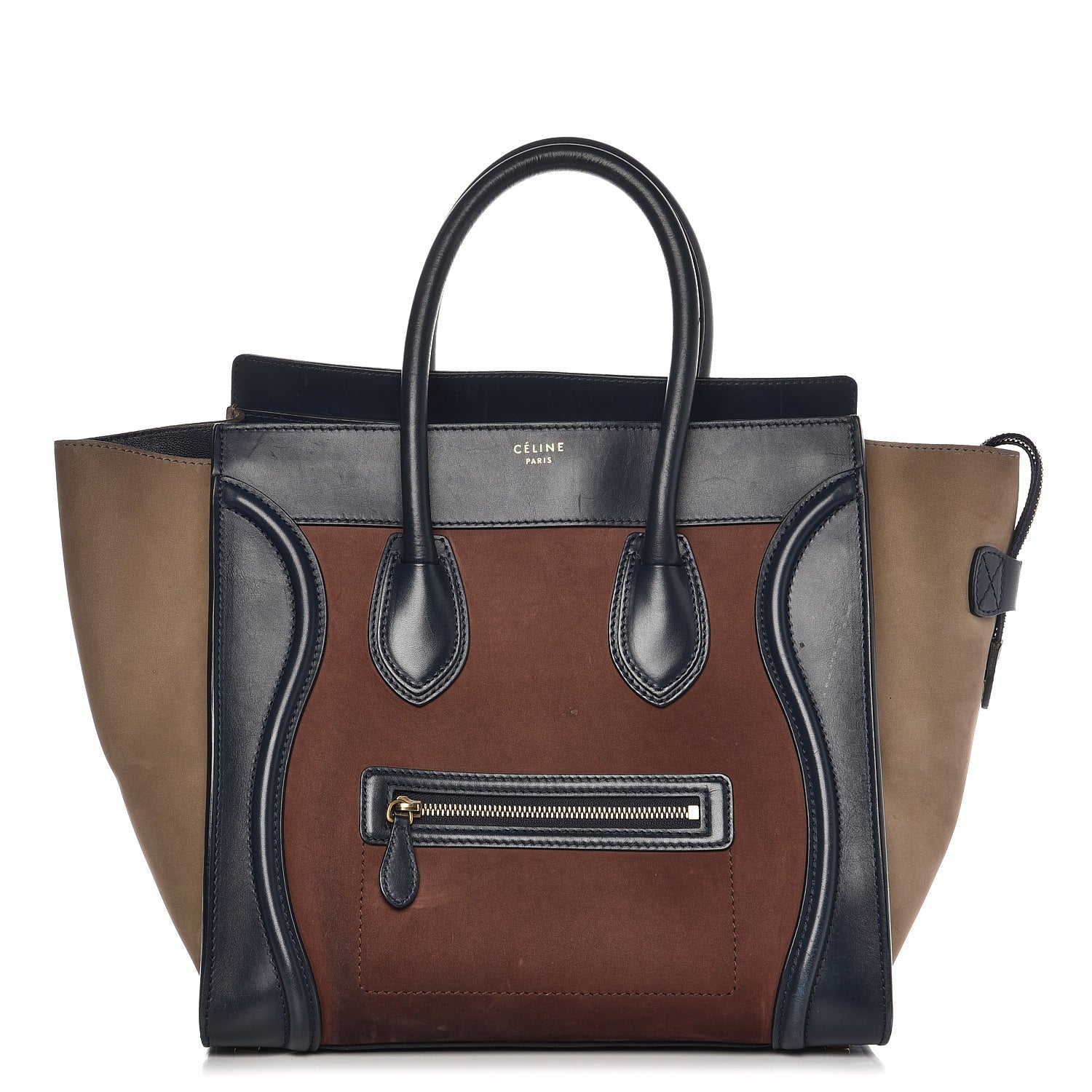 Celine Nubuck Smooth Calfskin Mini Tri-Color Luggage Marron 1 of 14