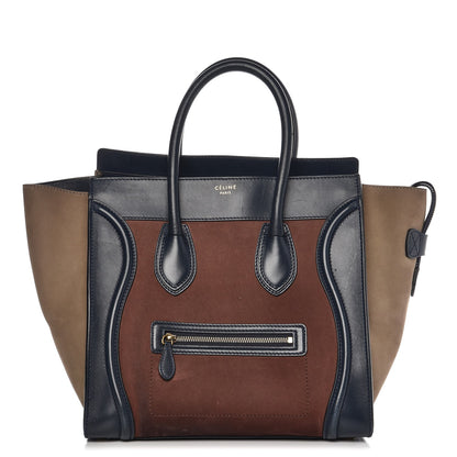 Celine Nubuck Smooth Calfskin Mini Tri-Color Luggage Marron 1 of 14