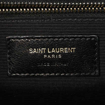 Saint Laurent Grain De Poudre Matelasse Chevron Large Monogram Satchel Black 6 of 10