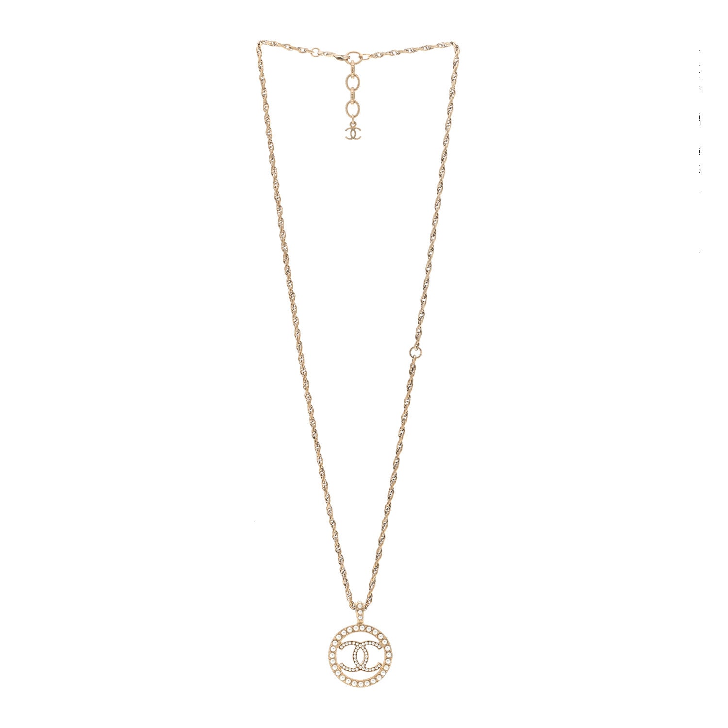 Chanel Pearl CC Round Pendant Necklace Gold 3 of 5