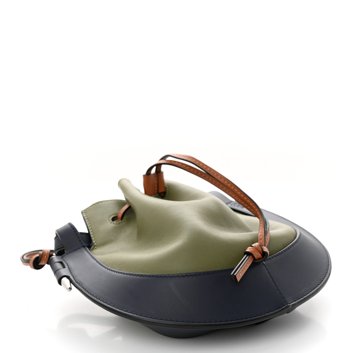 Loewe Nappa Colorblock Horseshoe Bag Avocado Midnight Blue Tan 4 of 14