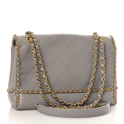 Chanel Calfskin Stitched Chain Flap Grey 3 of 11