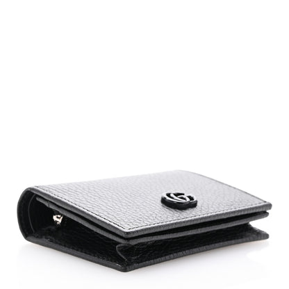 Gucci Dollar Calfskin Enamel Monochrome GG Marmont Card Case Black 4 of 11