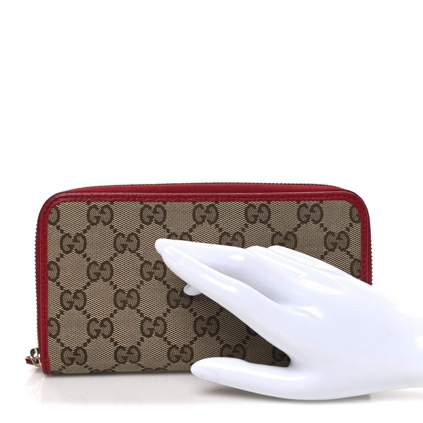 Monogram Dollar Calfskin Zip Around Wallet Beige Ebony Rosso