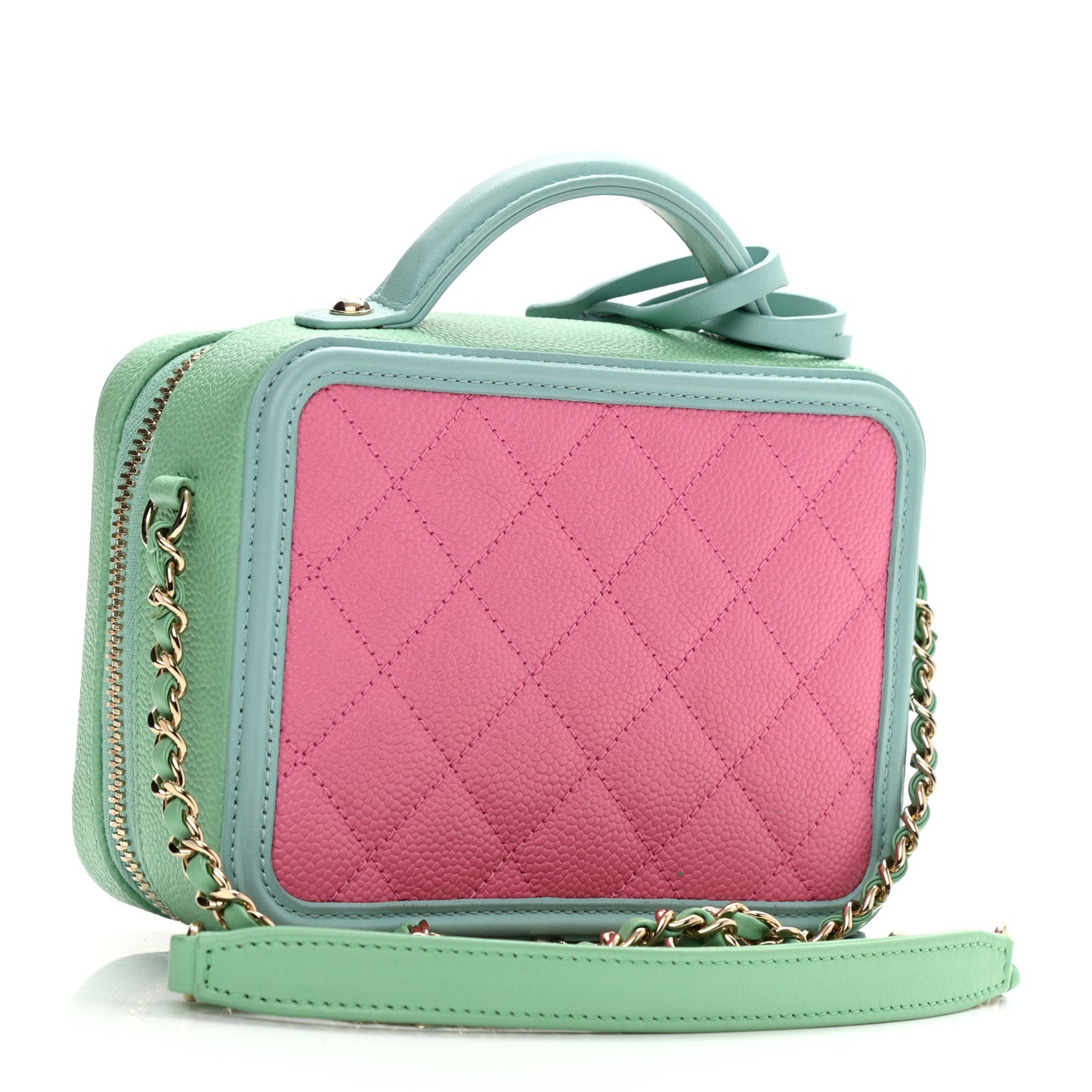 Caviar Quilted Small CC Filigree Vanity Case Multicolor
