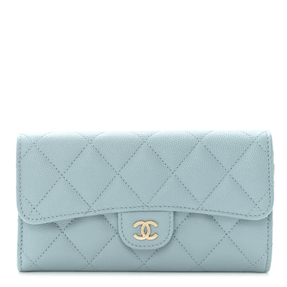 Chanel Caviar Quilted Medium Gusset Flap Wallet Light Blue 1 of 9