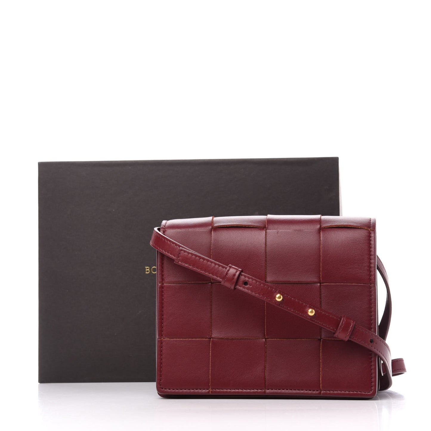 Lambskin Maxi Intrecciato Mini Cassette Crossbody Bag Bordeaux