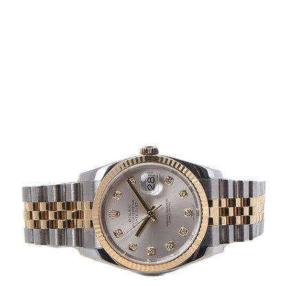 Rolex Stainless Steel 18K Yellow Gold Diamond 36mm Oyster Perpetual Datejust Watch Silver 116233 3 of 11