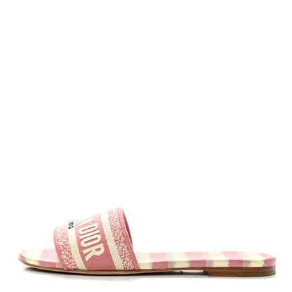 Christian Dior Cotton D-Stripes Embroidered Dway Mules Slide Sandals 36.5 Deep Nude 1 of 8