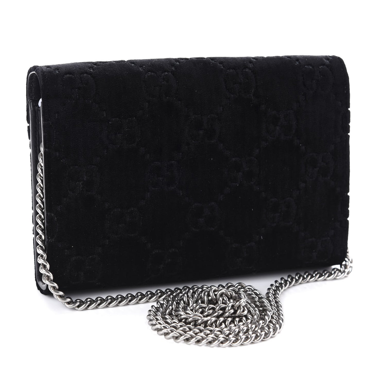 Velvet GG Monogram Mini Dionysus Chain Wallet Black