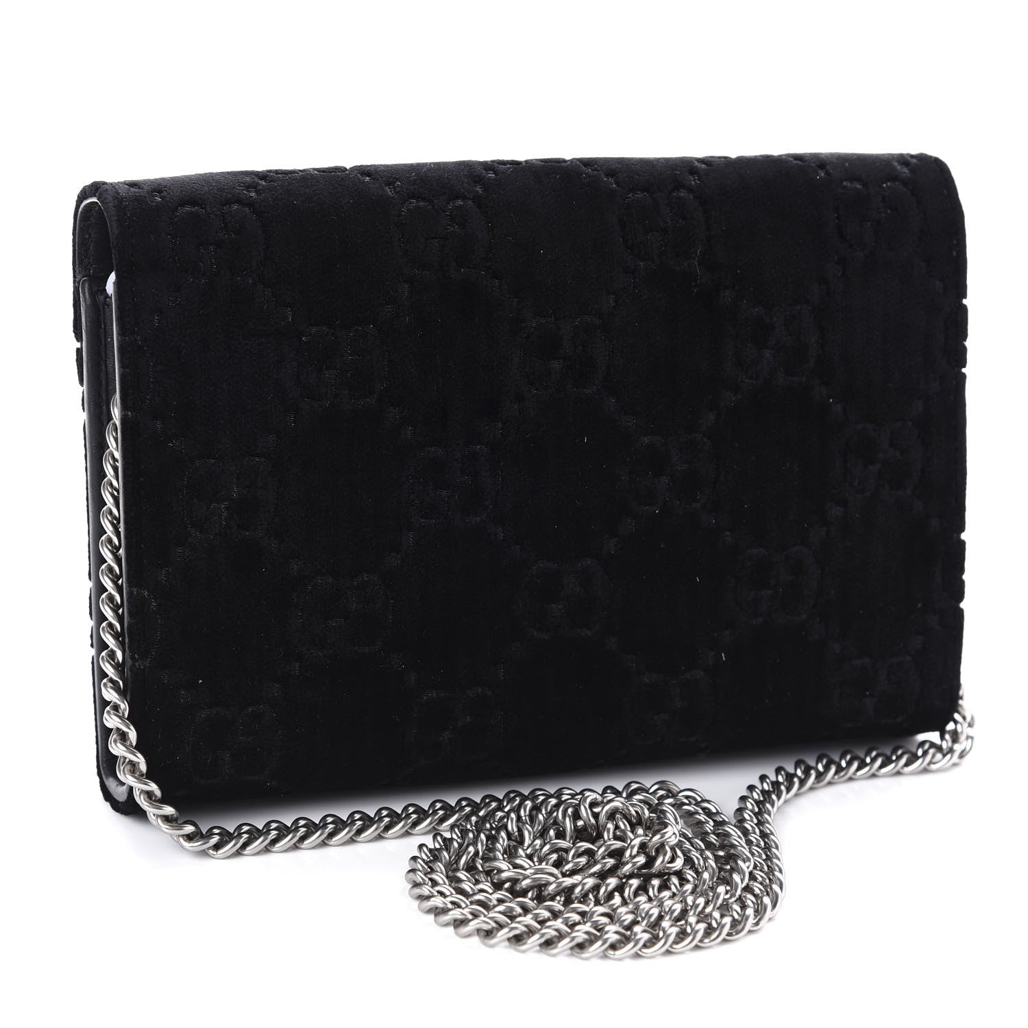 Gucci Velvet GG Monogram Mini Dionysus Chain Wallet Black 3 of 10