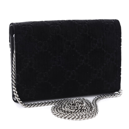 Gucci Velvet GG Monogram Mini Dionysus Chain Wallet Black 3 of 10