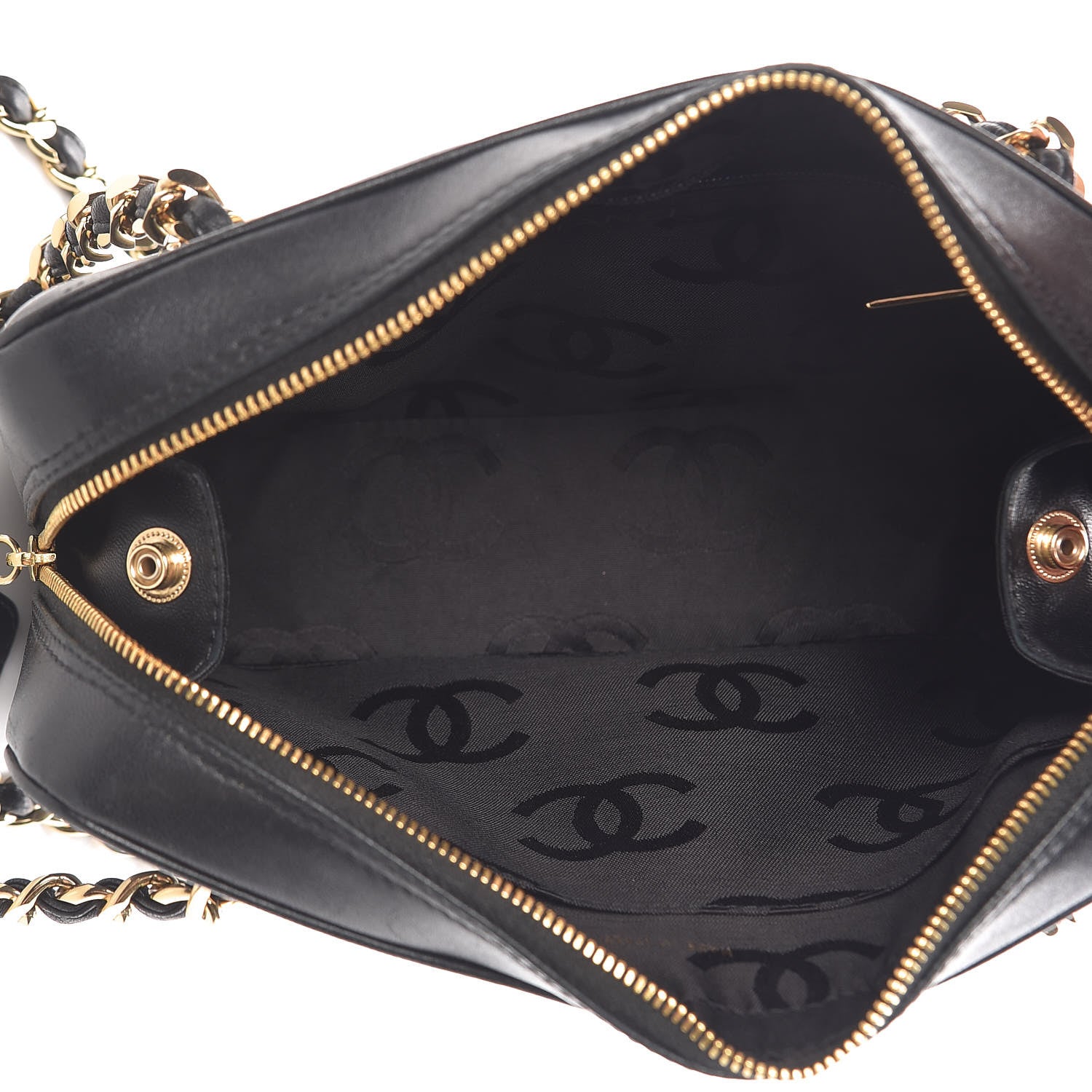 Chanel Lambskin Chevron Quilted Camera Case Black 7 of 15