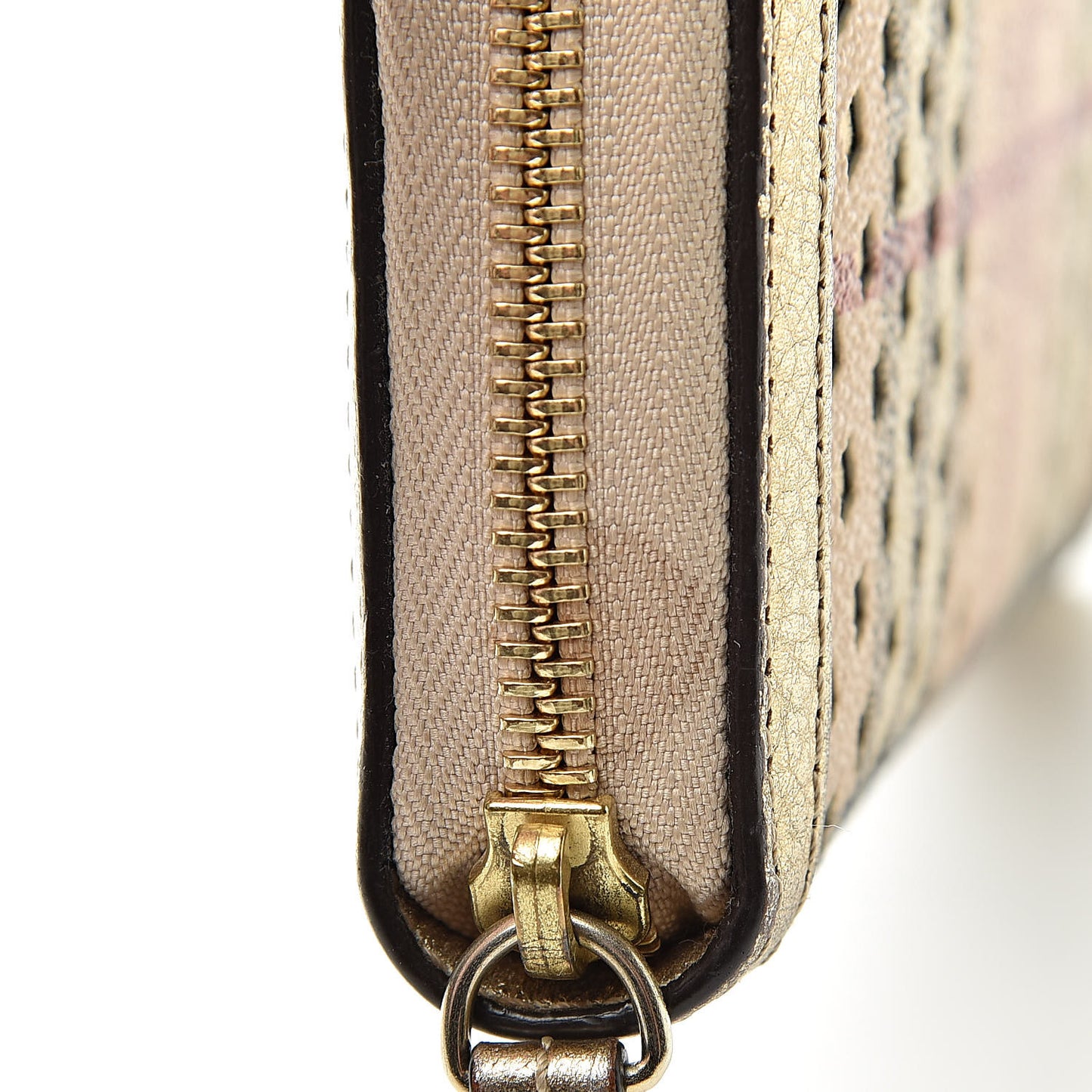 Metallic Haymarket Check Zip Wallet Gold