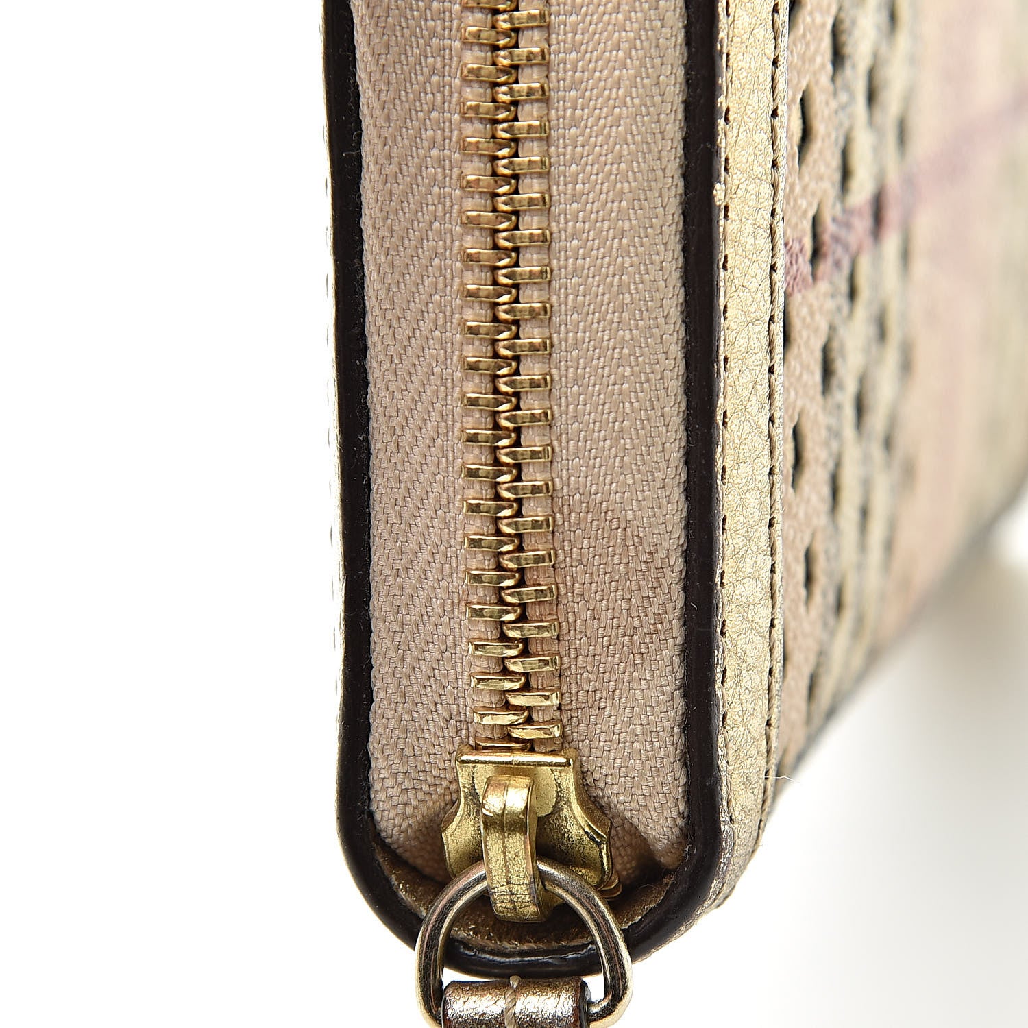 Burberry Metallic Haymarket Check Zip Wallet Gold 9 of 10