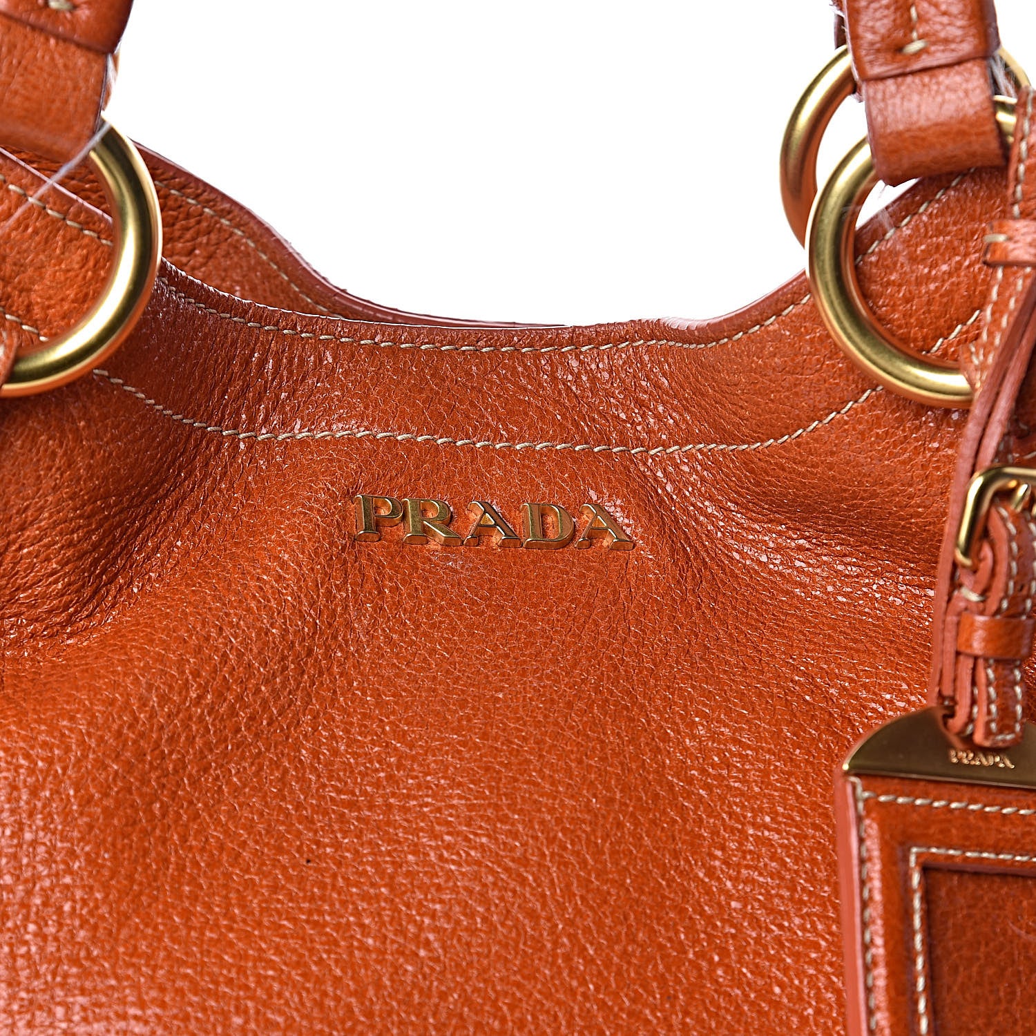 Prada Vitello Daino Zip Hobo Orange 7 of 10