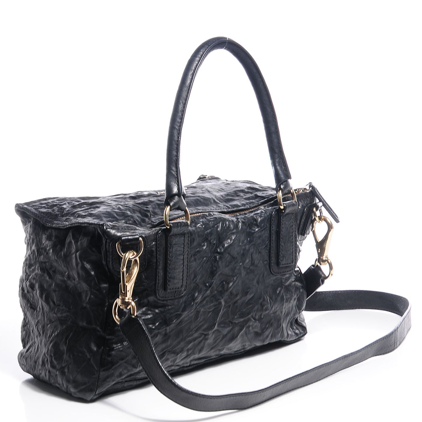 Tumbled Sheepskin Medium Pandora Bag Black